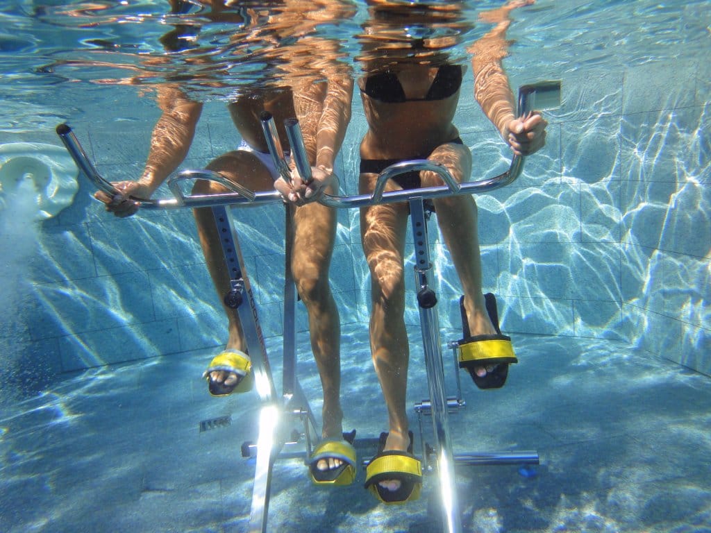 Poolbiking underwater pedals and body