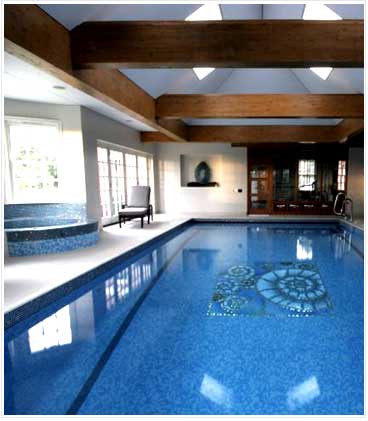 Indoor tiled skimmer pool 